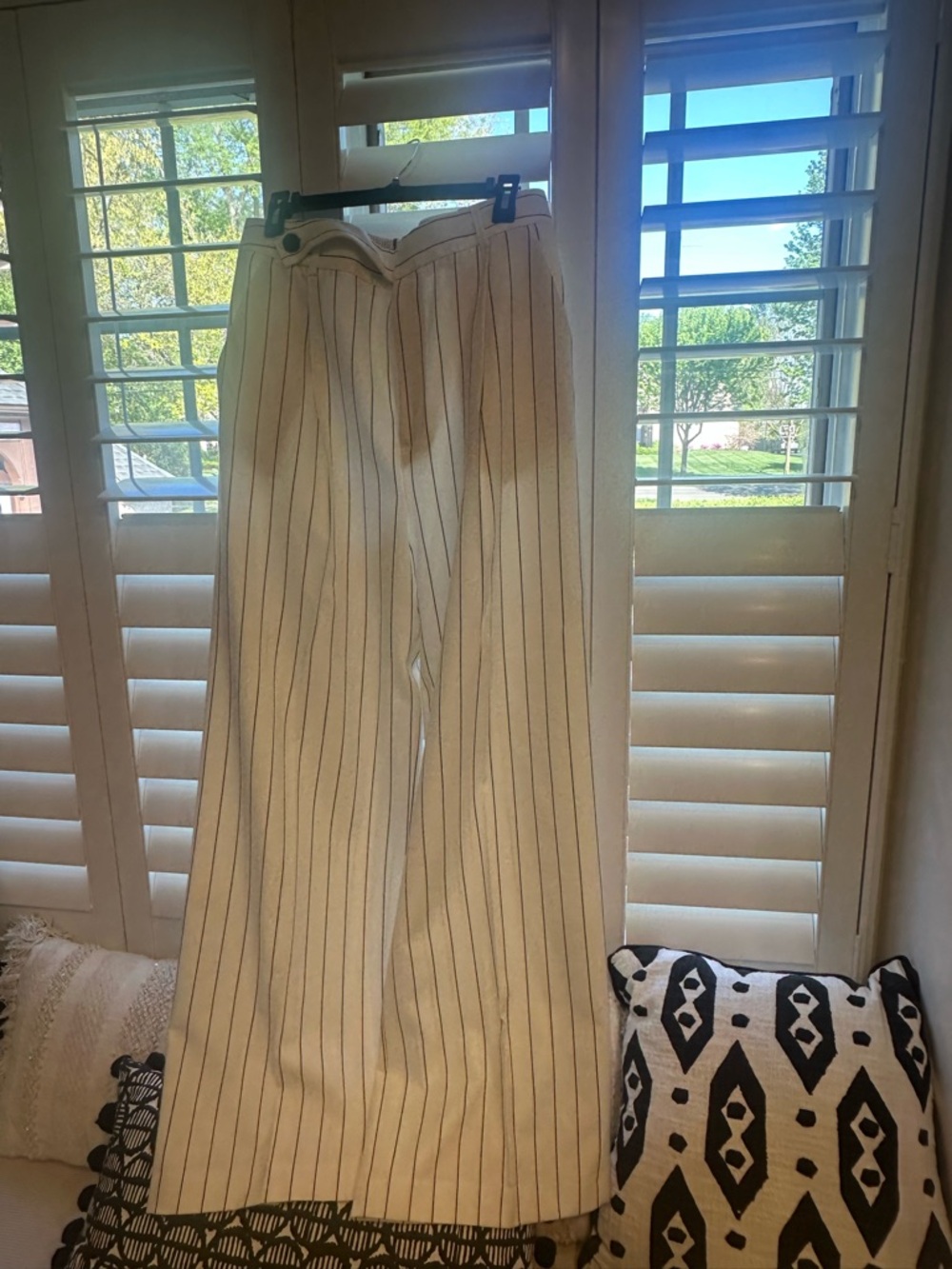 Zara white with Black Pinstripe Trousers